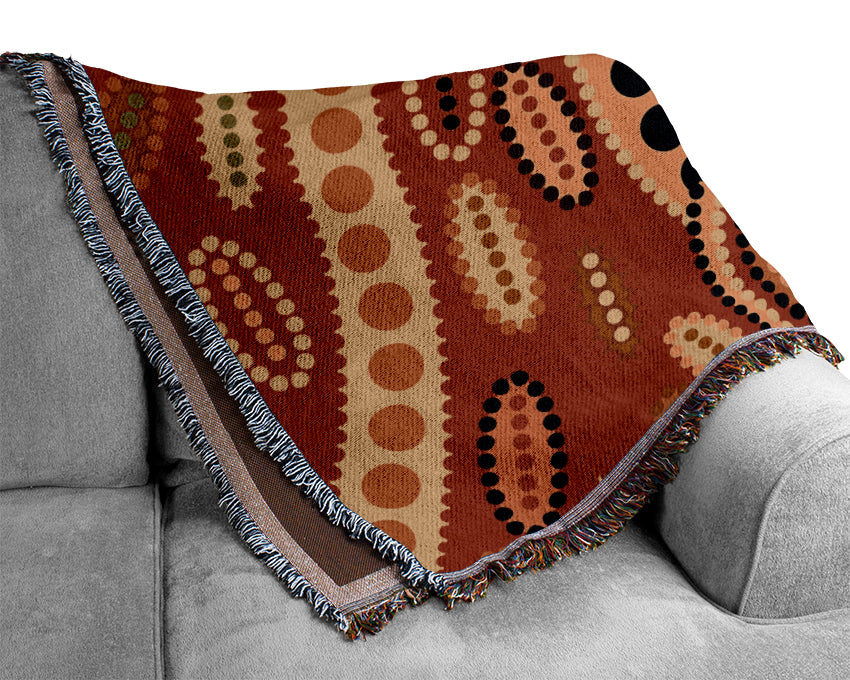 Aboriginal Red Tribal throw blanket made from 100% cotton, featuring a vibrant red color and intricate tribal patterns, perfect for home decor.